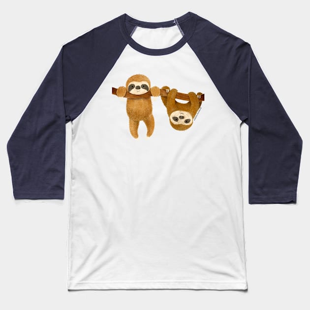 Sloths enjoying a Lazy Time Baseball T-Shirt by julianamotzko